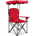 Red Portable Folding Beach Canopy Chair with Cup Holders U54505