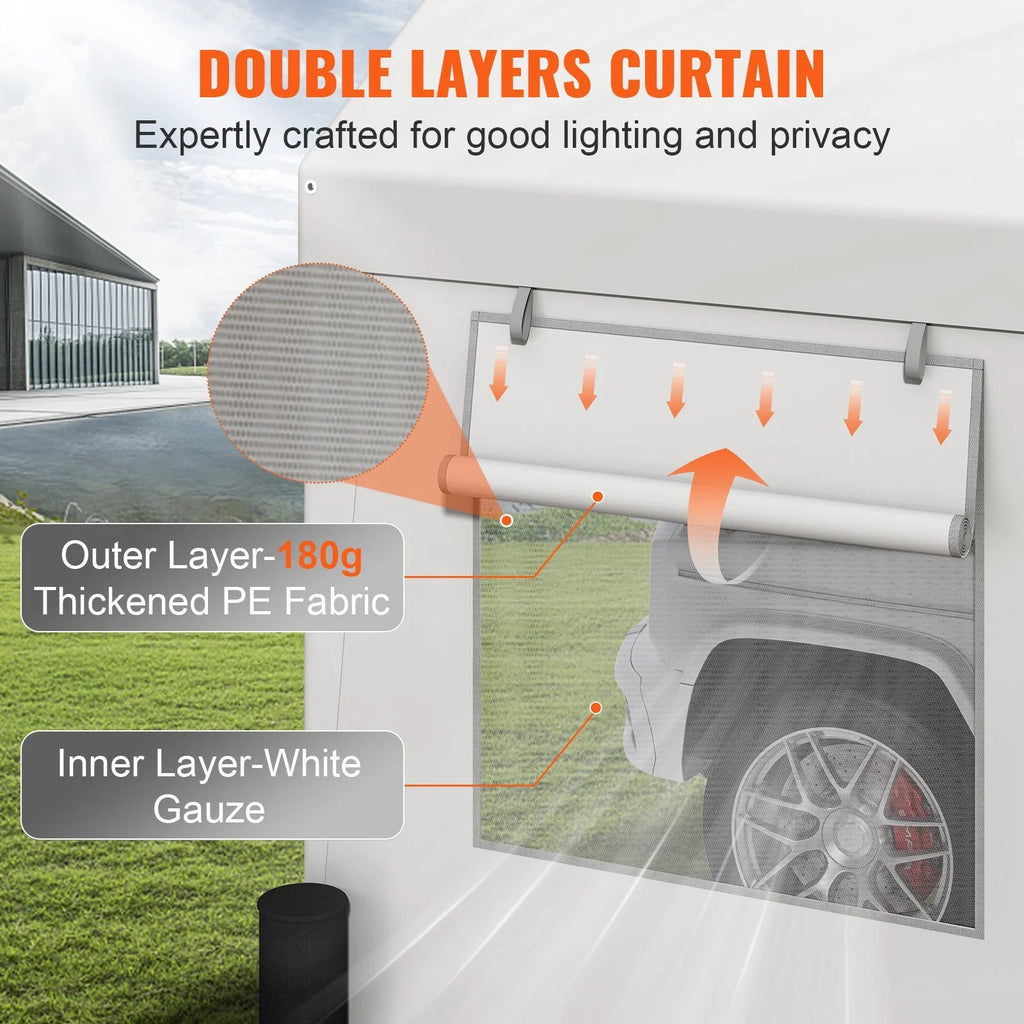 Heavy Duty Car Canopy with Roll-up Ventilated Windows I171894