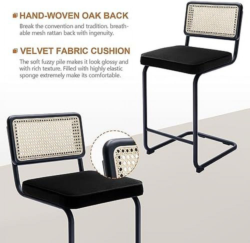 Black Velvet Counter Height Barstools Set of 2 I17611
