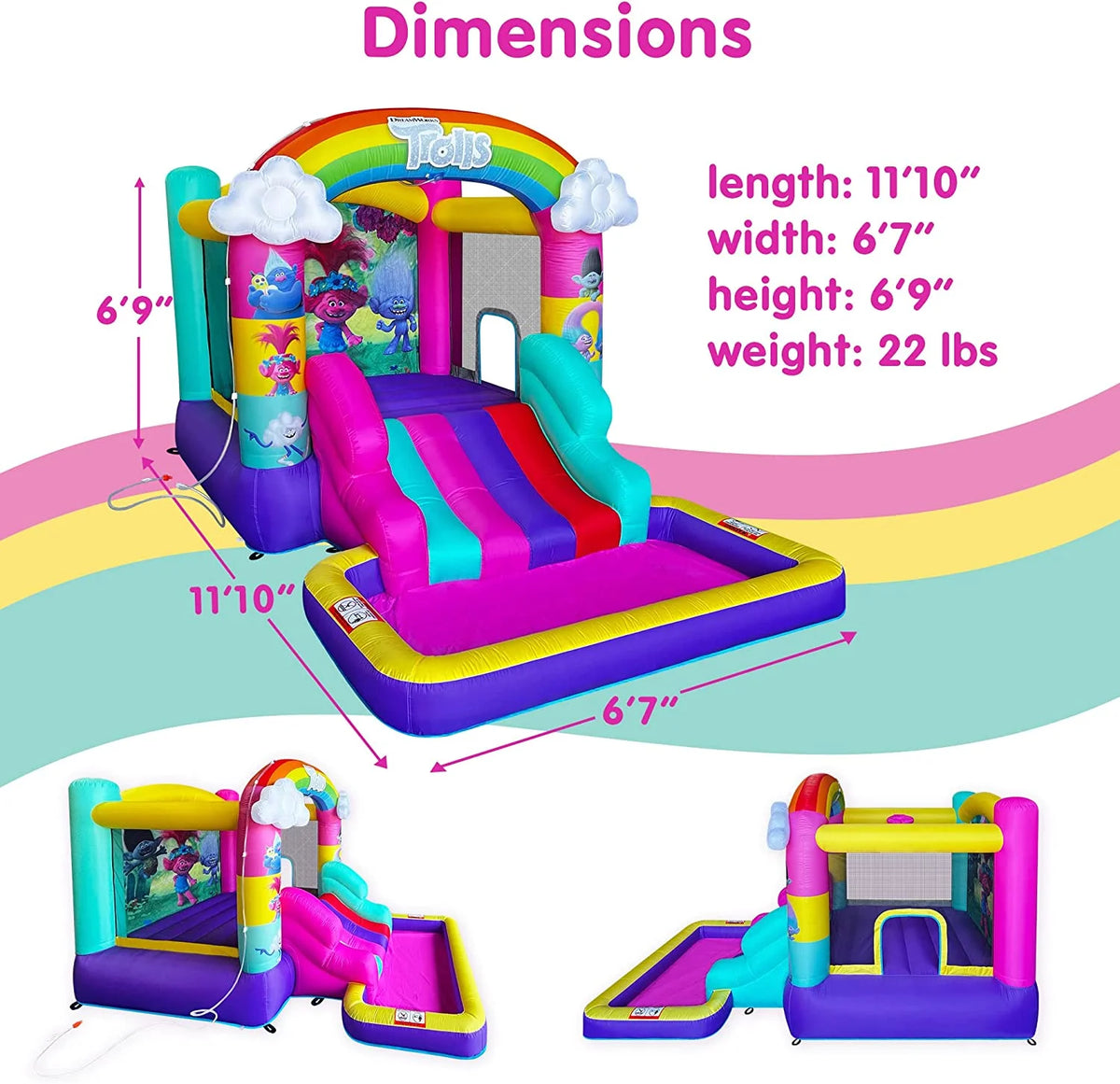 Inflatable Bounce House with Slide, Outdoor Waterslide with Pool, Heavy Duty Air Blower F91464