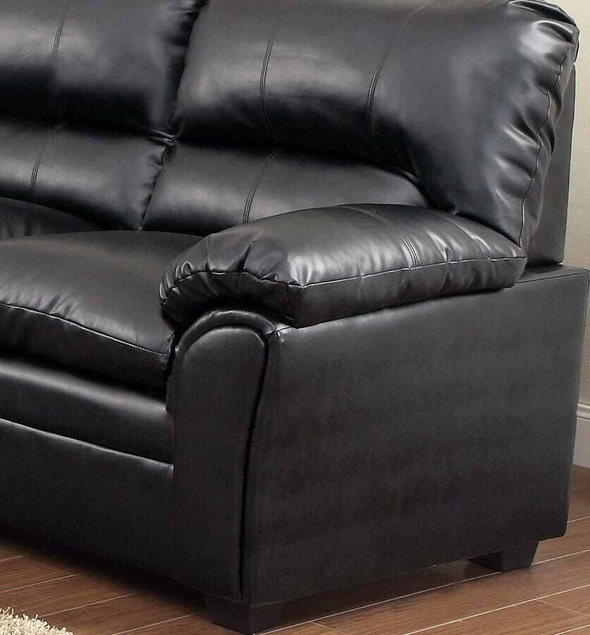 Black 2pc Faux Leather Sofa Loveseat Set M701