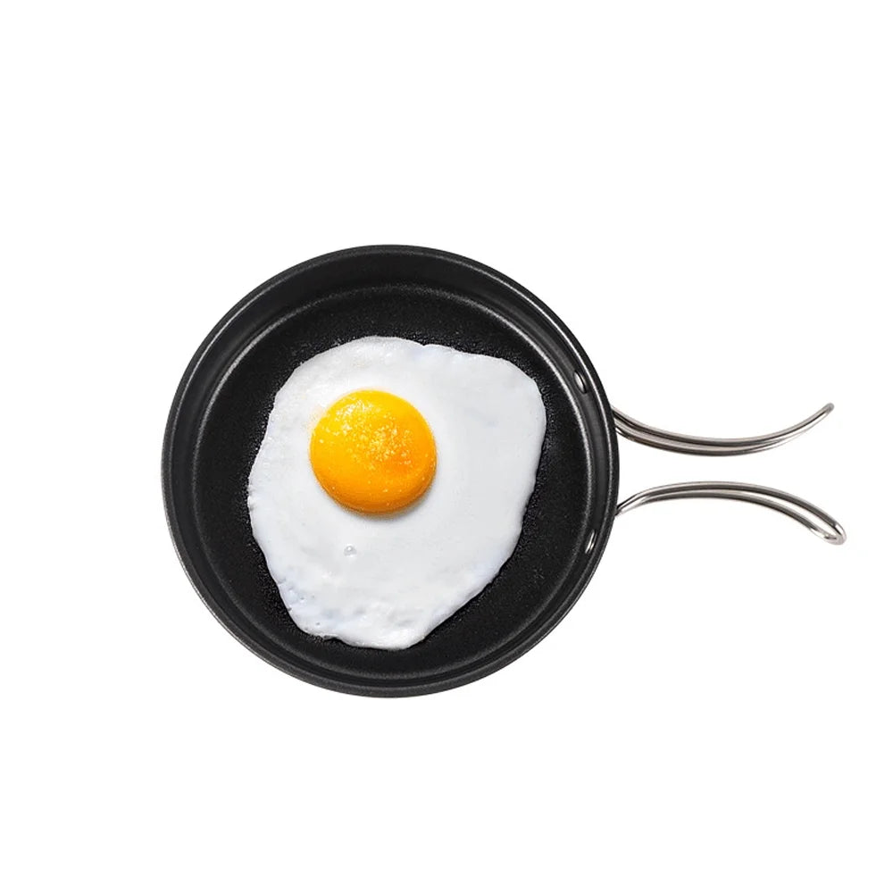 Stainless Steel Camping Cookware Set with Pot Frying Pan Kettle E40642