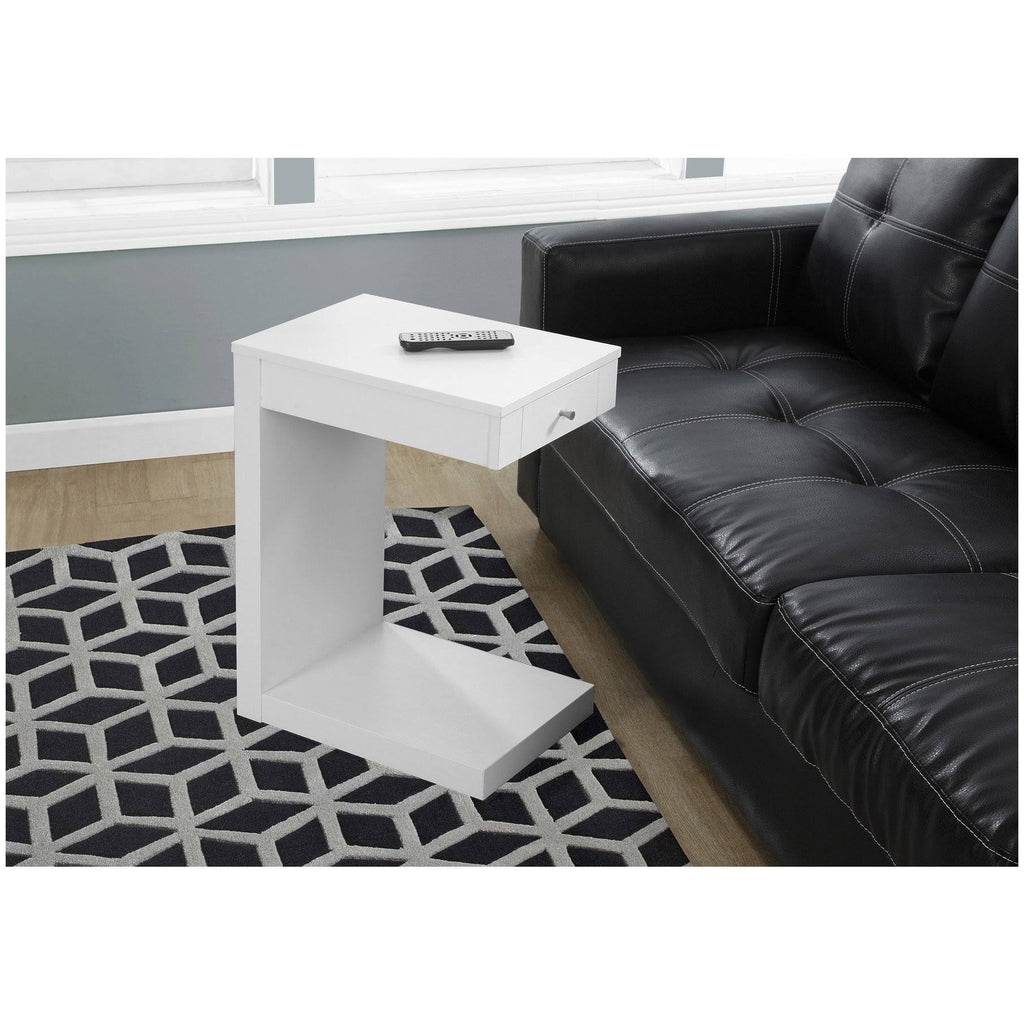 White Accent Table with Drawer A202