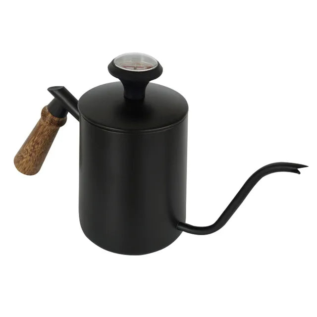 White Steel GooseNeck Coffee Kettle 600ML with Thermometer C559761