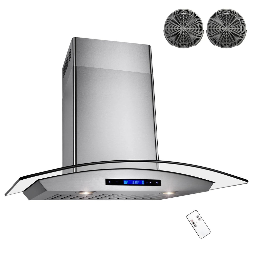 30 in. Convertible Wall Mount Range Hood in Stainless Steel with Remote and Carbon Filter T6423
