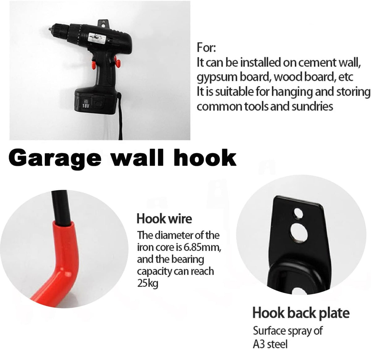 20 Pcs Heavy Duty Wall Mount Utility Hooks with Anti-Slip Coating V519304