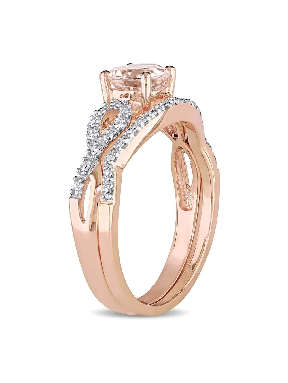 10K Pink Gold Morganite and Diamond Engagement Ring N5104