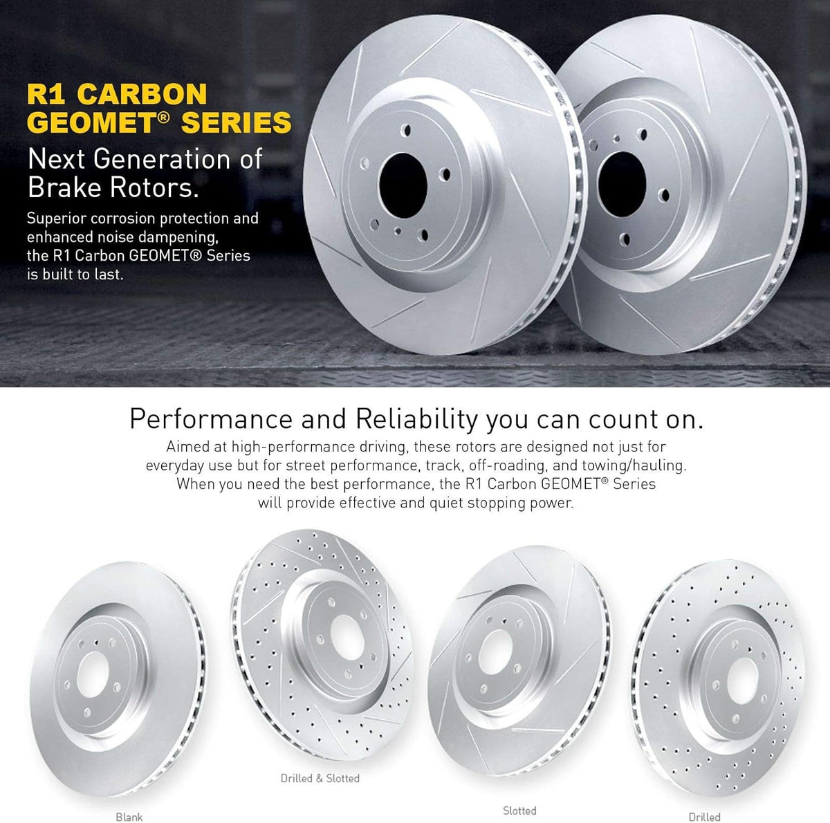 Carbon Series Front Diamond Slotted Brake Rotors with Ceramic Brake Pads X479917
