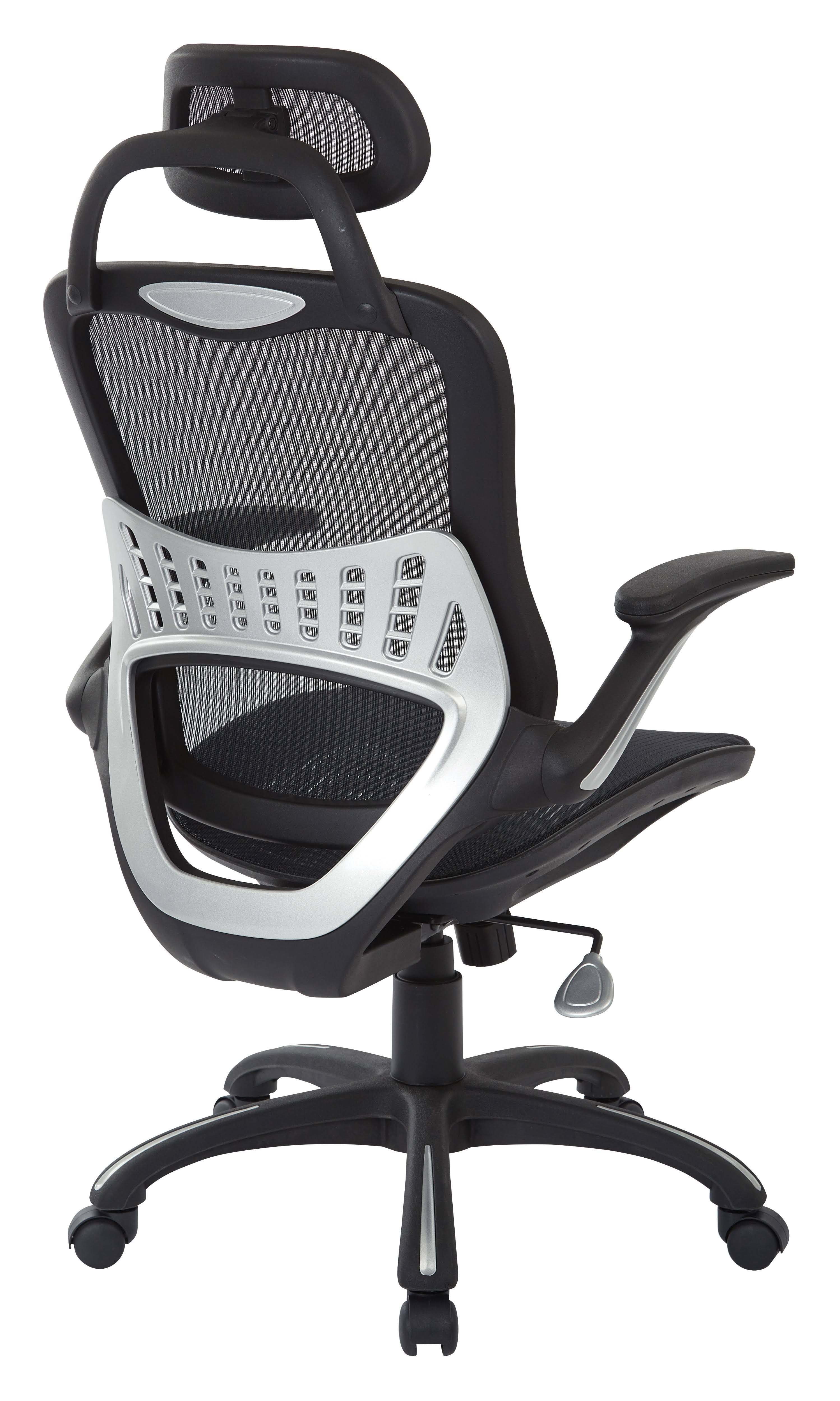 Black Vertical Chair with Nylon Arms and Headrest B309