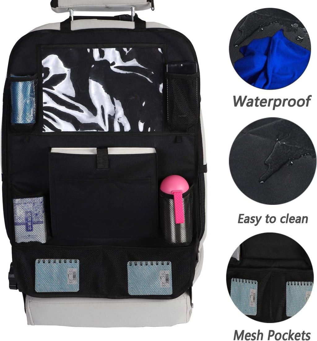 4PCS Car Seat Protector Set Tablet Holder Kick Mat Cover Backseat Organizer I6497