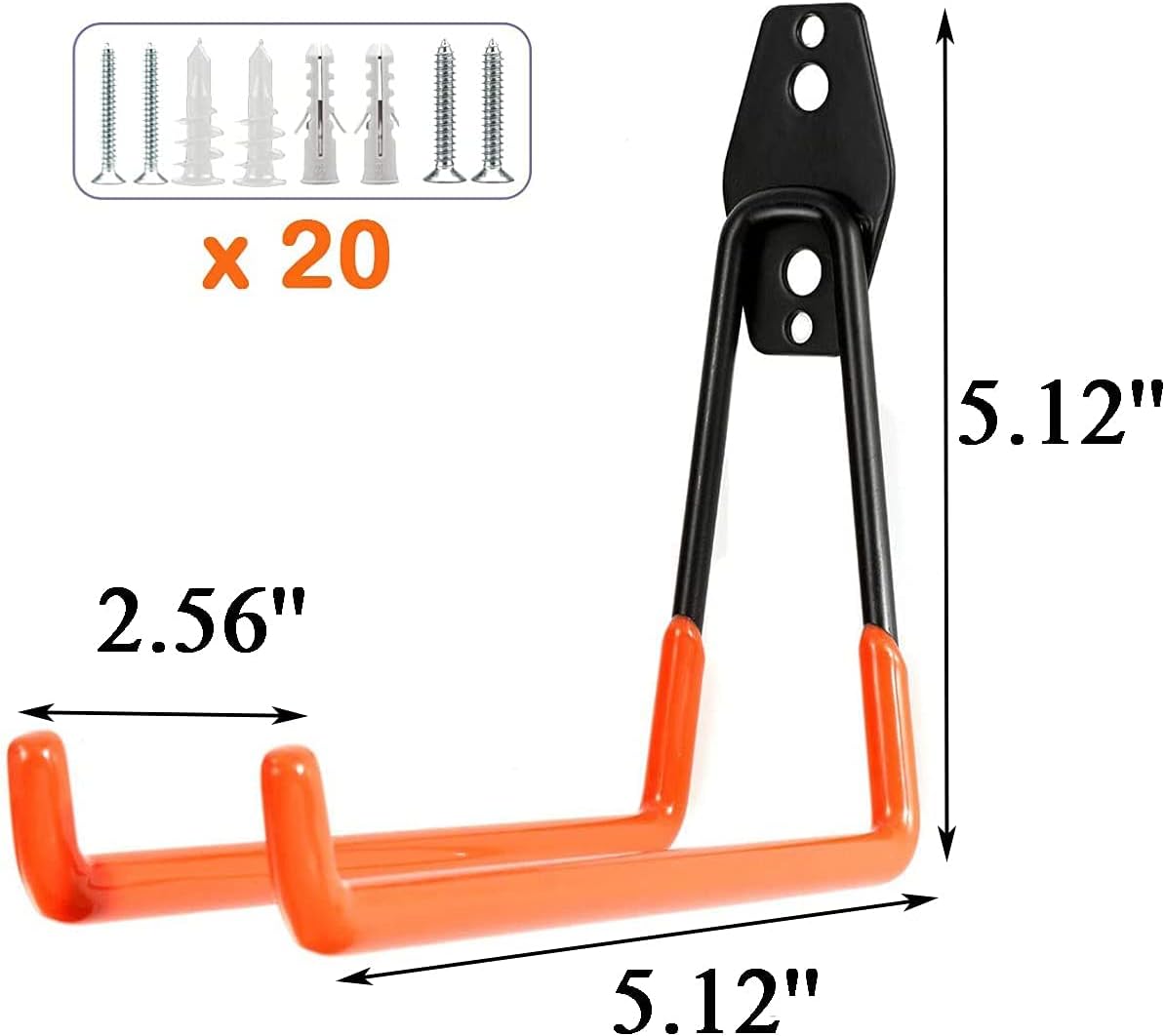 20 Pcs Heavy Duty Wall Mount Utility Hooks with Anti-Slip Coating V519304