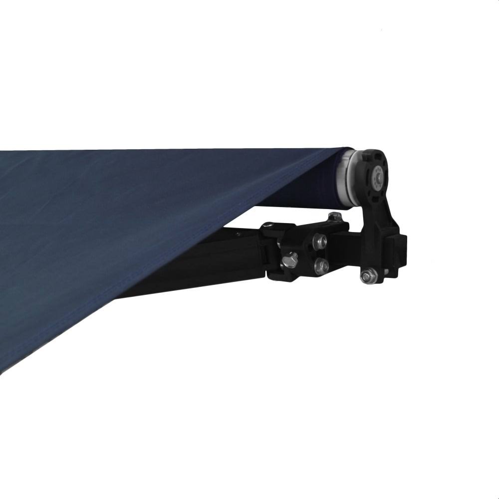 Motorized Black Frame Retractable Patio Canopy Awning 10x8 Blue N4611