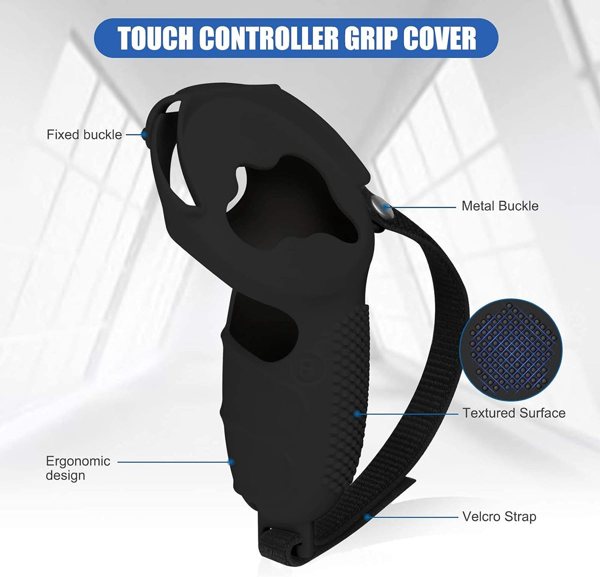 5-IN-1 VR Head Strap Kit with Face Cover, Controllers Cover, Cool Black H4305