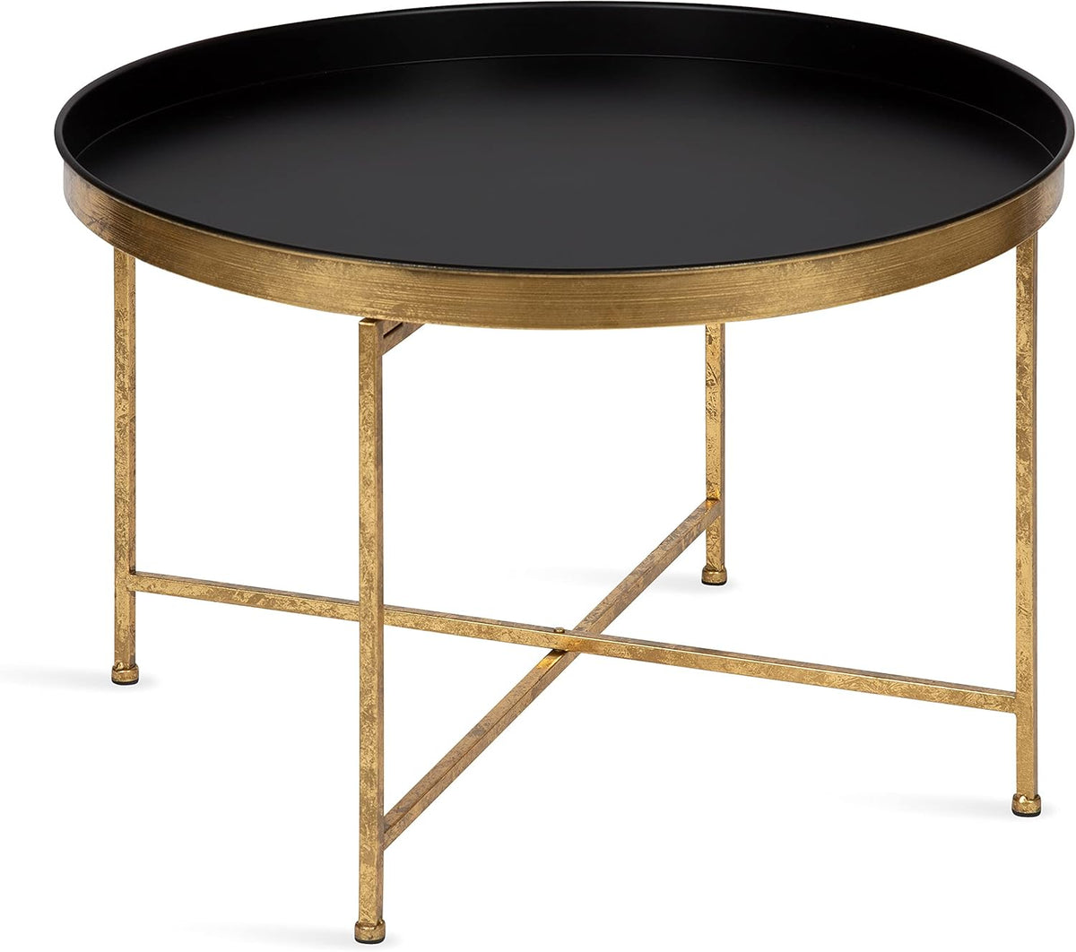 White and Gold Leaf Round Metal Coffee Table T4305