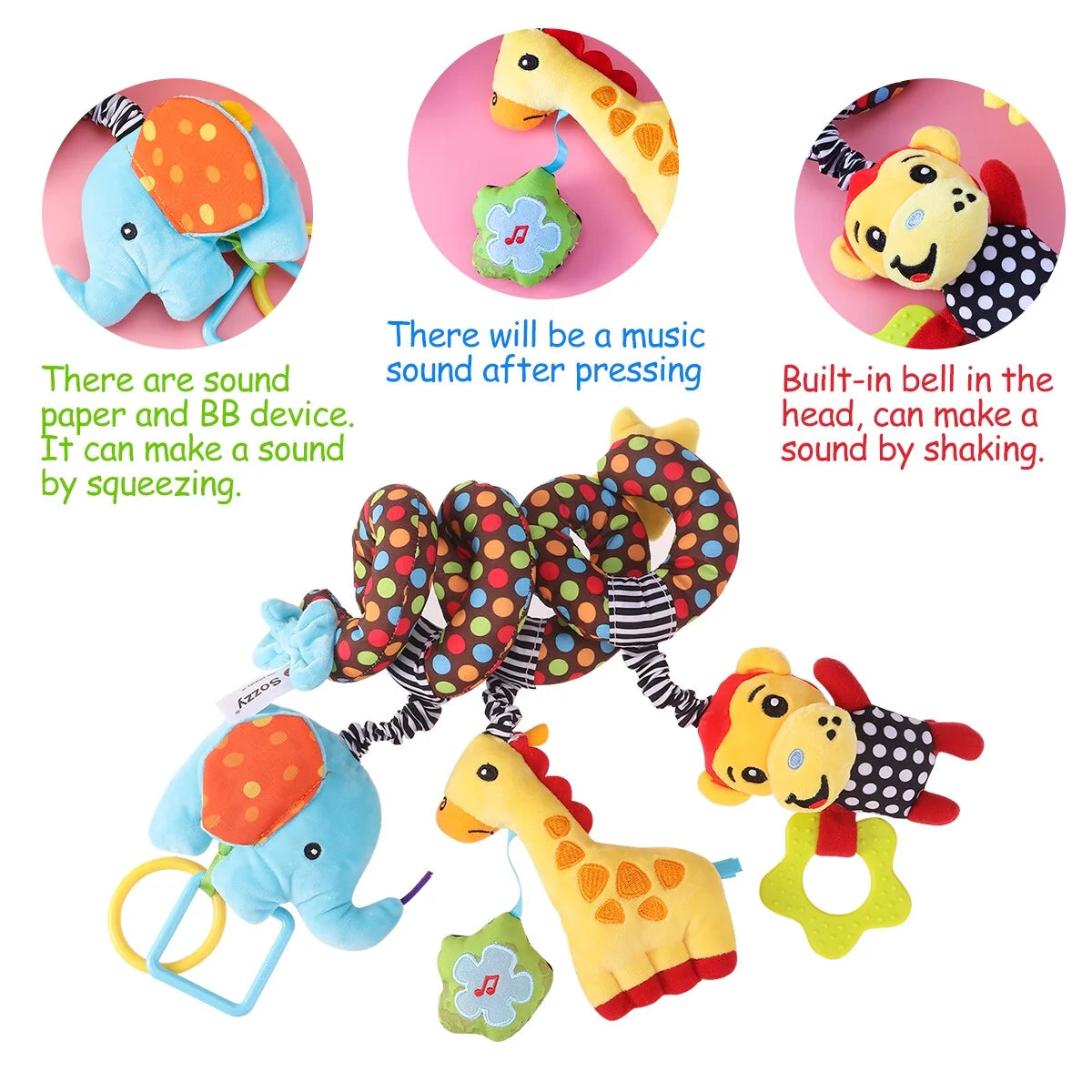 Infant Baby Activity Spiral Bed & Stroller Toy Plush Toy B80544