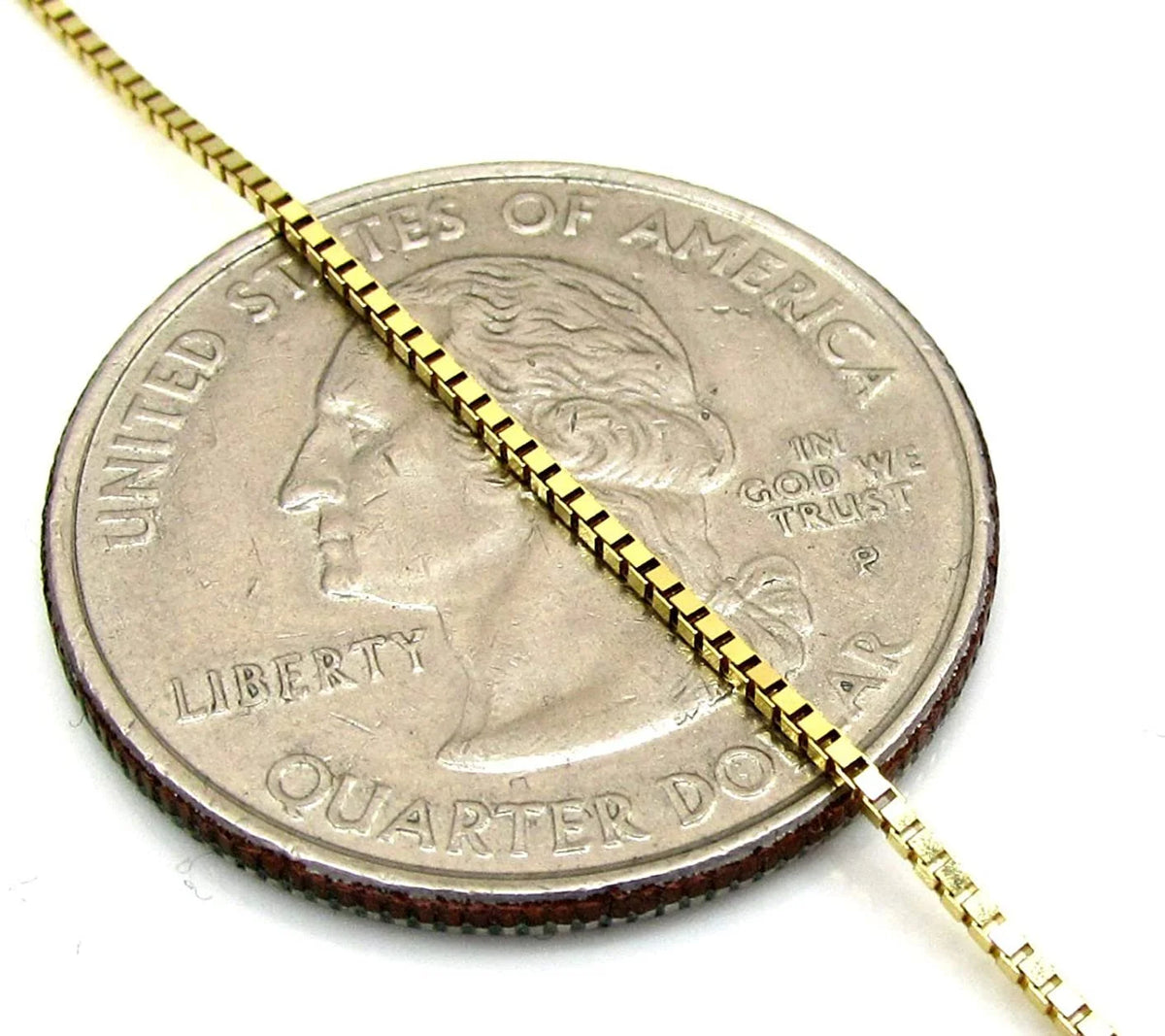 14K Yellow Gold 1mm Box Pendant Chain Necklace L931177