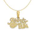 10K Yellow Gold Tennis Pendant Charm with Rope Chain Necklace 20'' X216