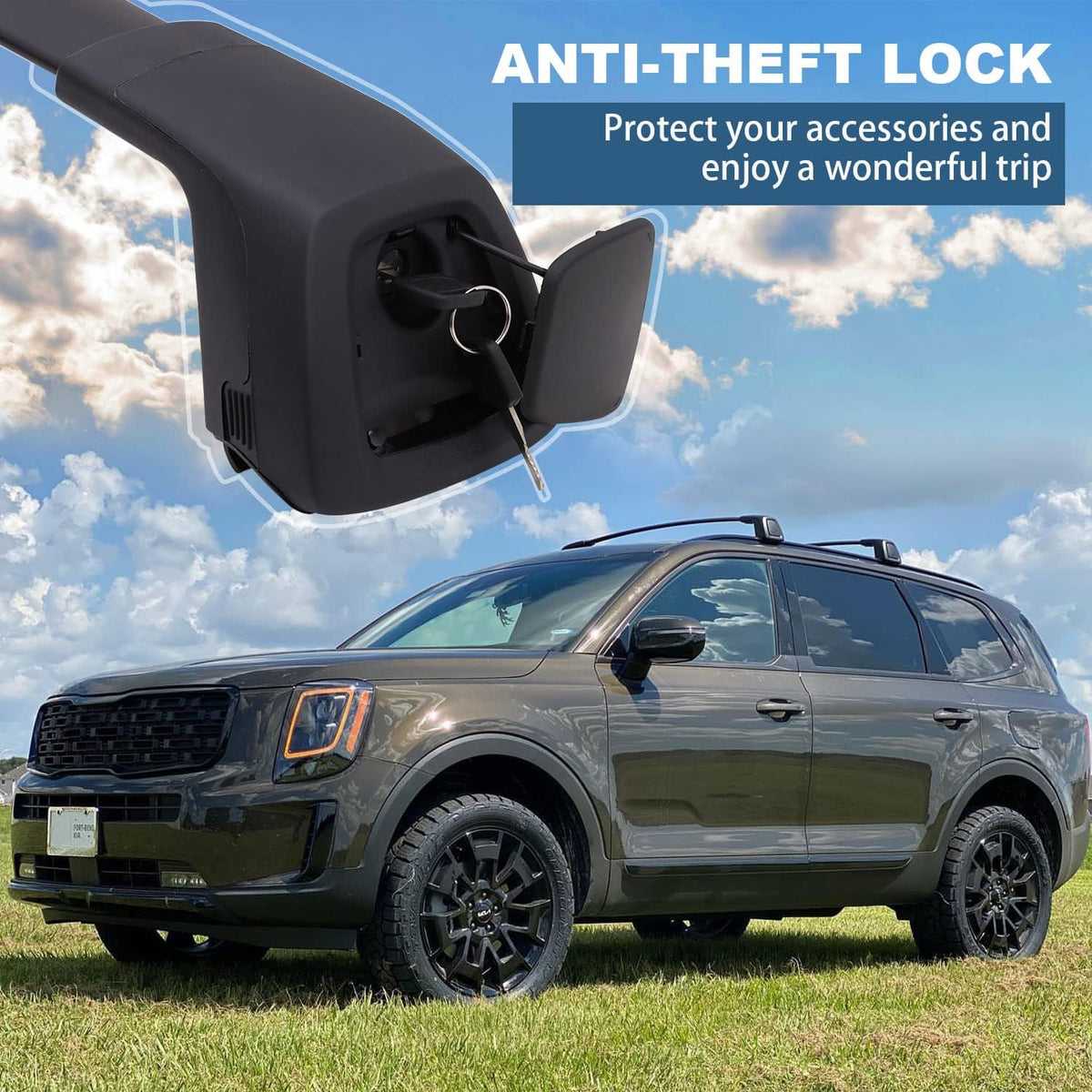 Black Roof Rack Cross Bars for Kia Telluride 2019-2022 N142