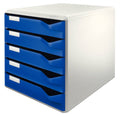 Light Grey/Blue 5 Drawer Box for DIN A4 F11540