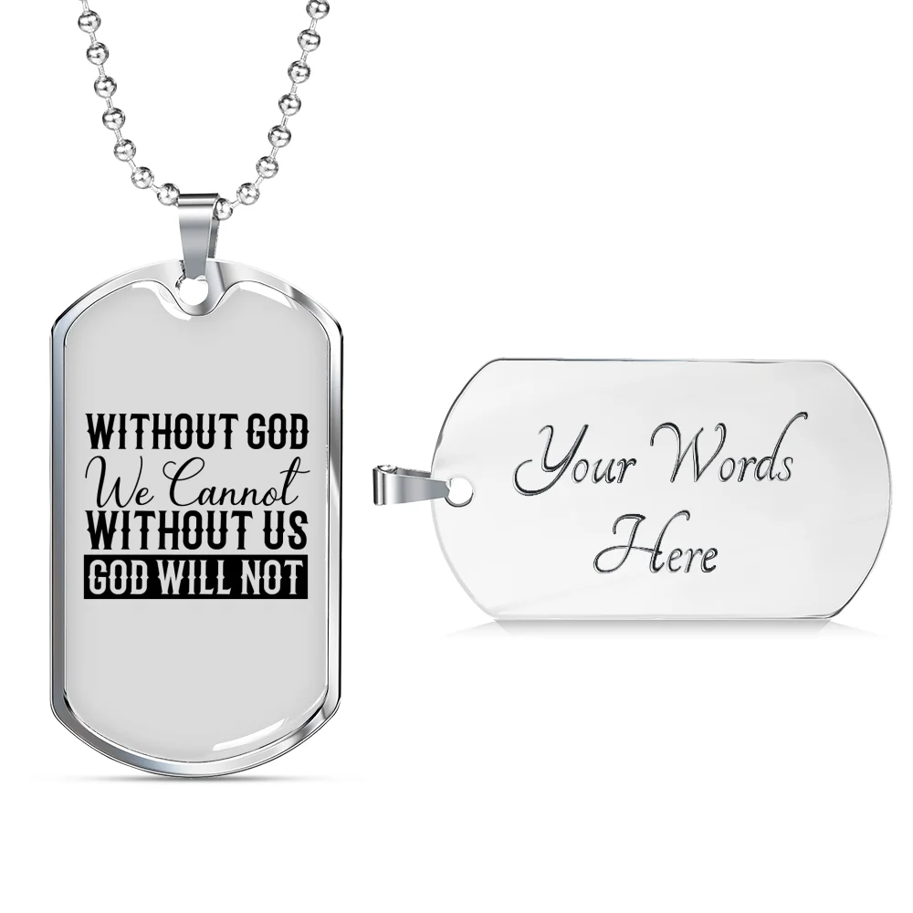 Christian Necklace Stainless Steel Dog Tag 24" Chain B174265
