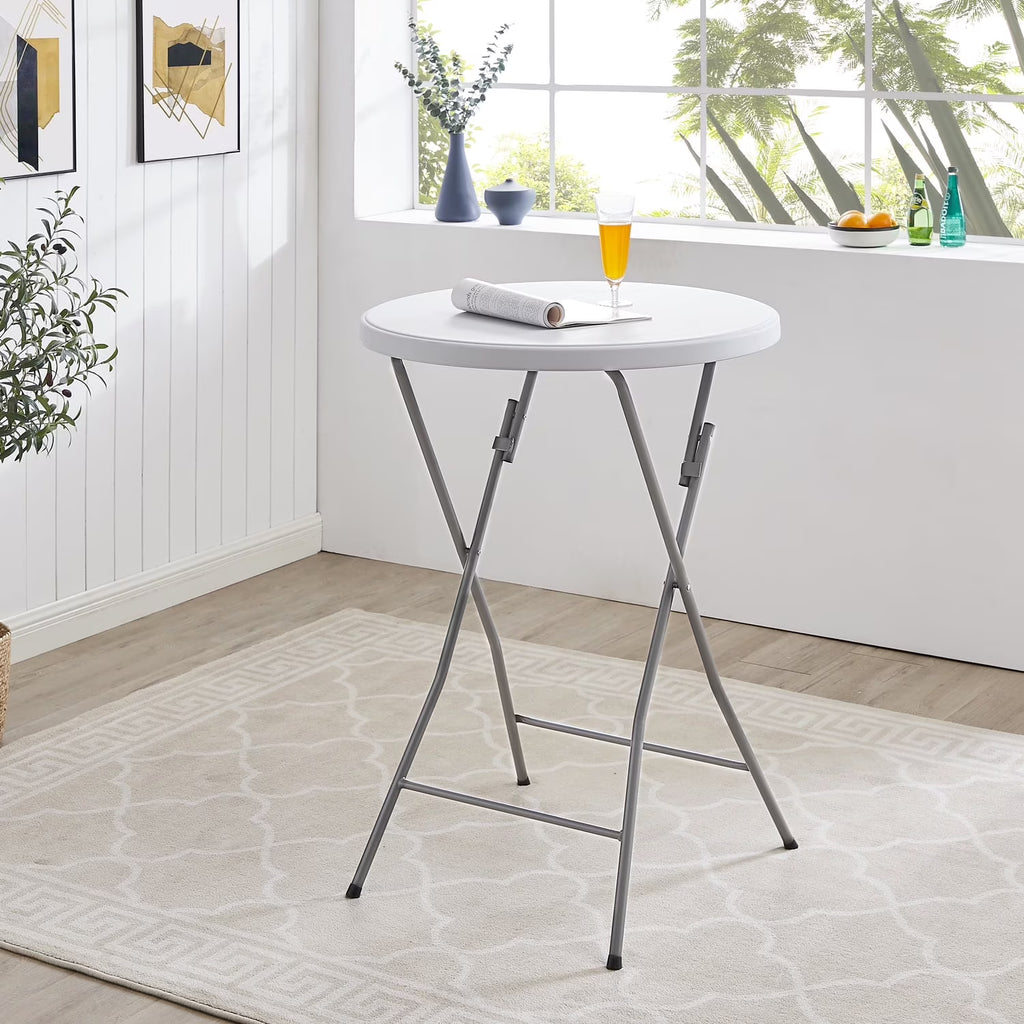 White Round Folding Resin Cocktail Table K7345