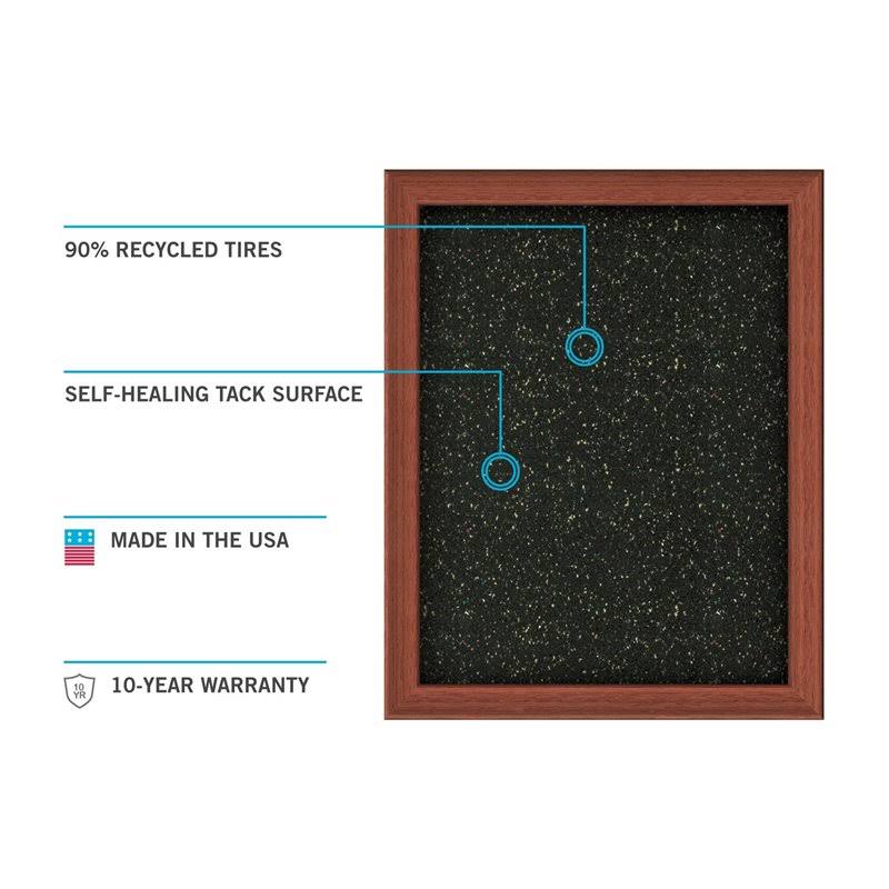 Black Aluminum Frame Recycled Rubber Bulletin Board J122