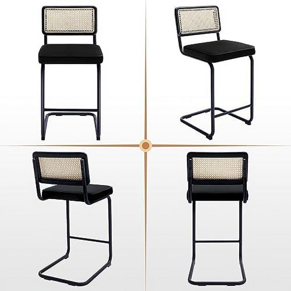 Black Velvet Counter Height Barstools Set of 2 I17611