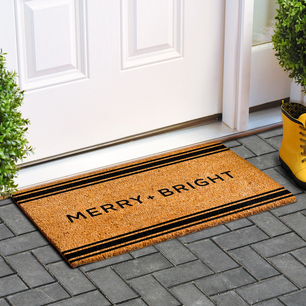 French Stripe Merry + Bright Doormat 30" x 48" G2122
