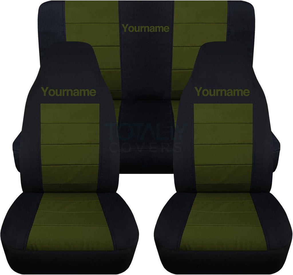 Black & Lime Green 2-Tone Full Set Seat Covers T4648