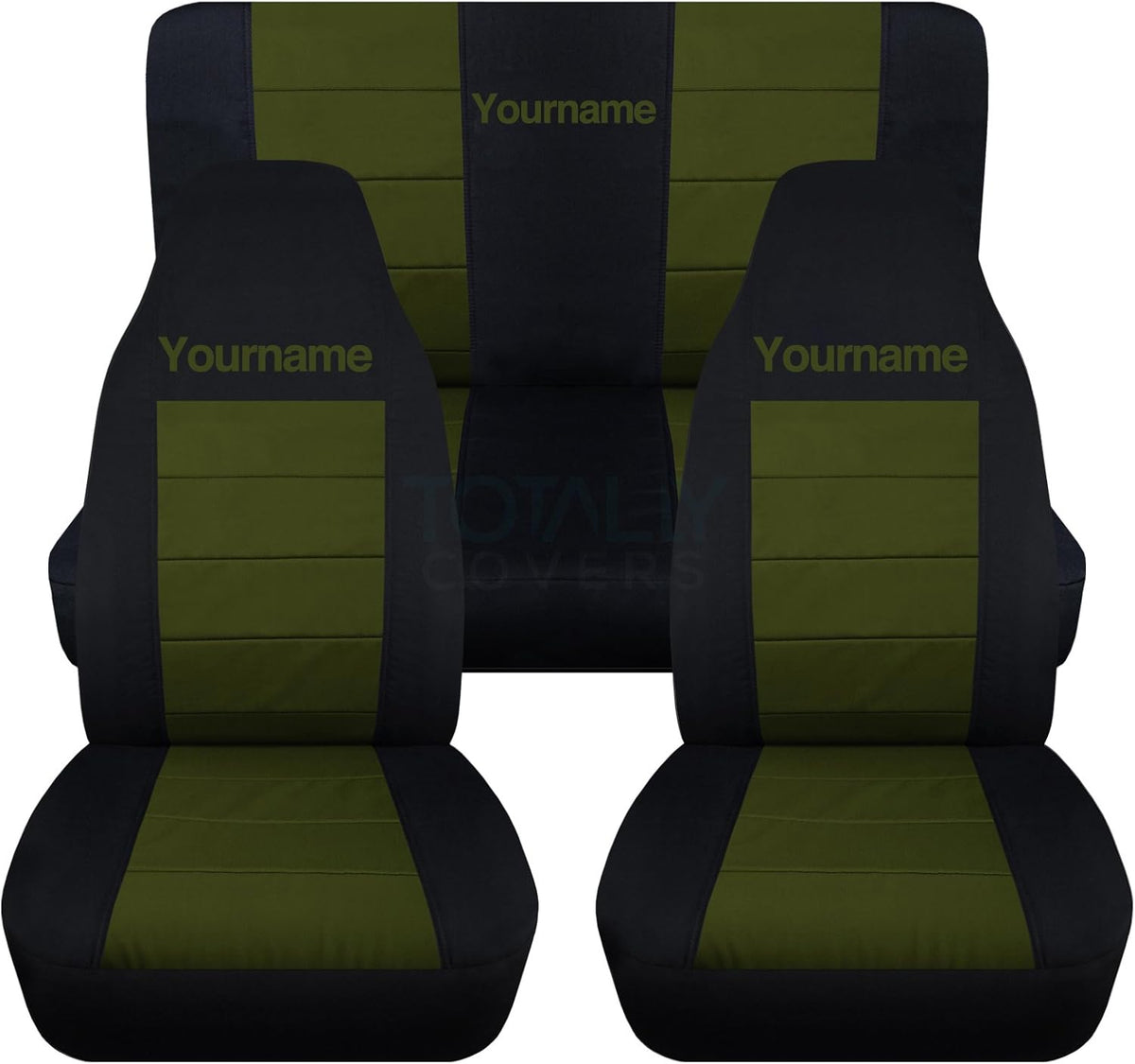 Black & Lime Green 2-Tone Full Set Seat Covers T4648