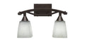 Two Light Bath Bar Bronze Finish with White Muslin Glass E4491
