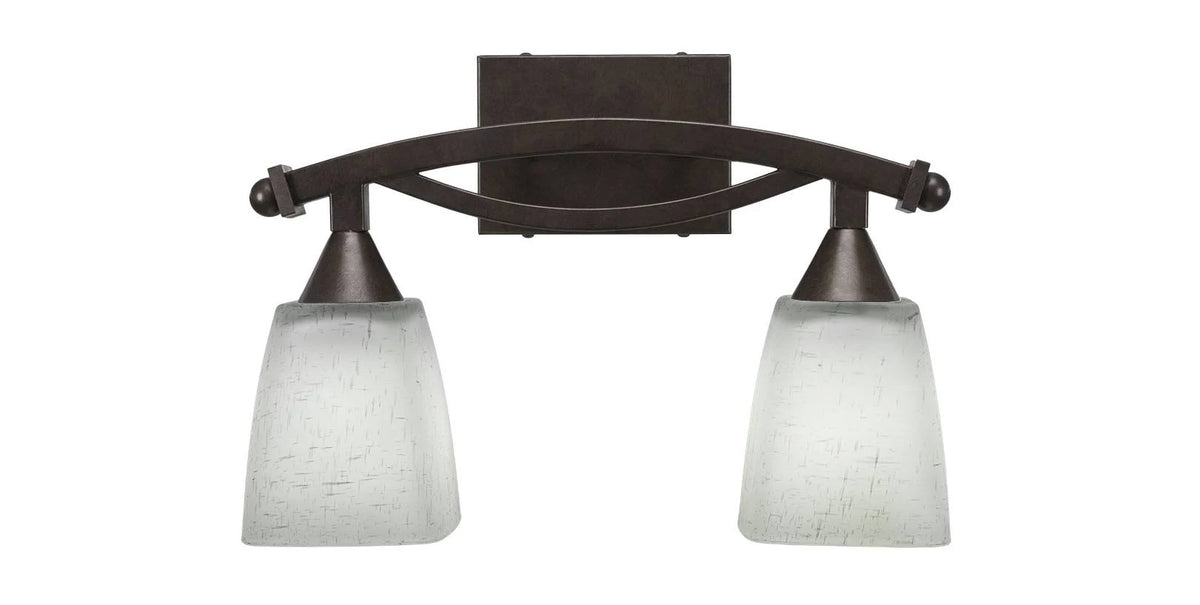 Two Light Bath Bar Bronze Finish with White Muslin Glass E4491