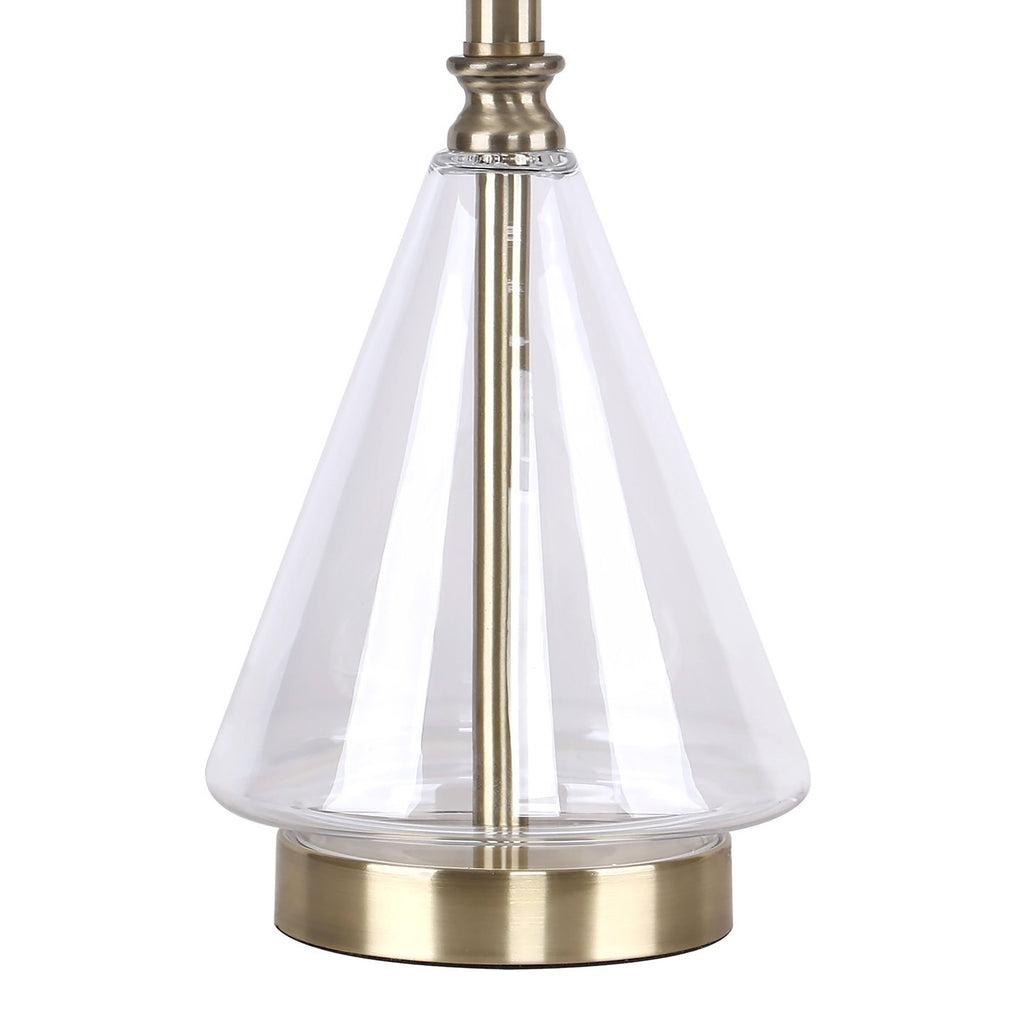 Set of 2 Glass Accent Lamps with Brass Accents N621810