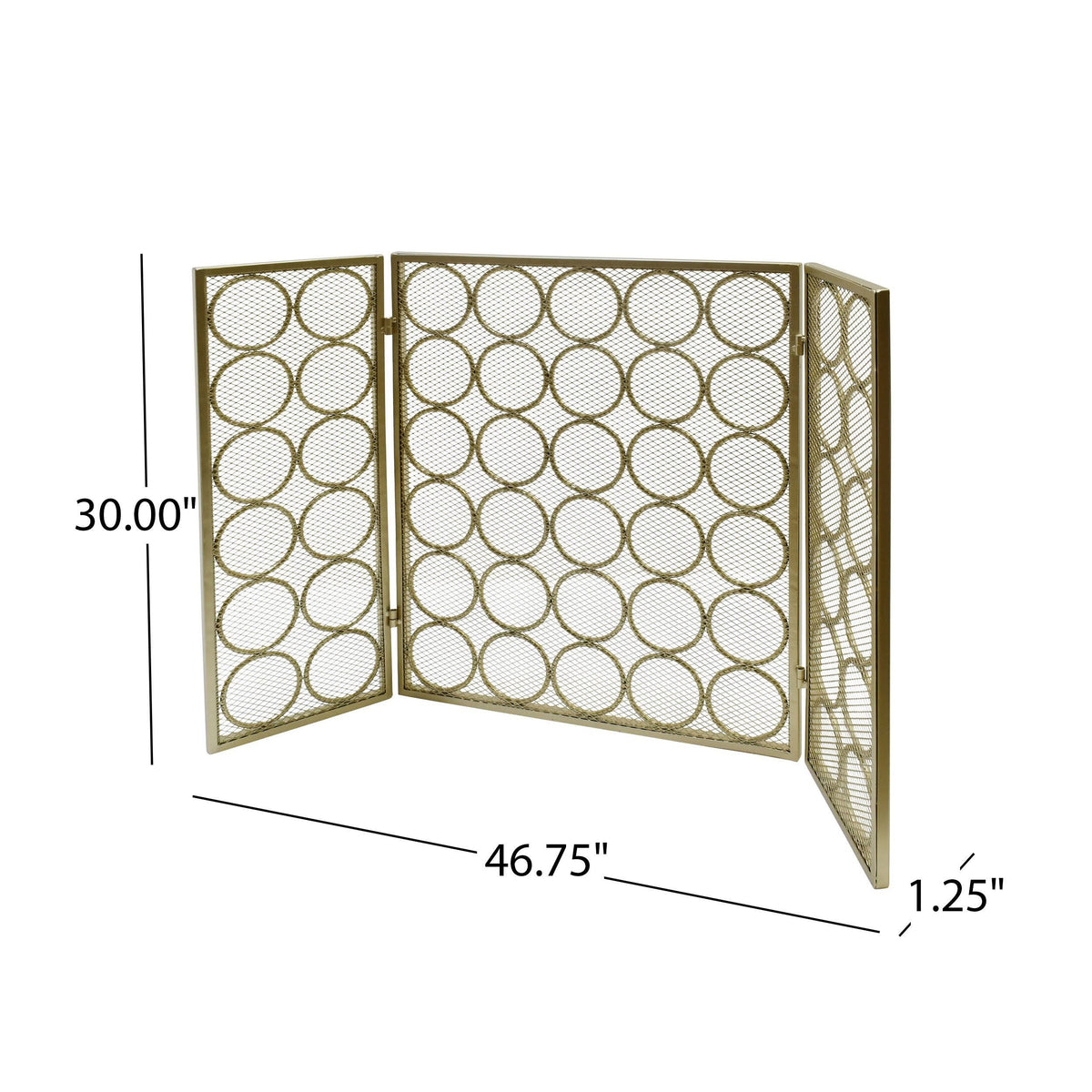 Black Silver Three Panel Iron Firescreen P820416