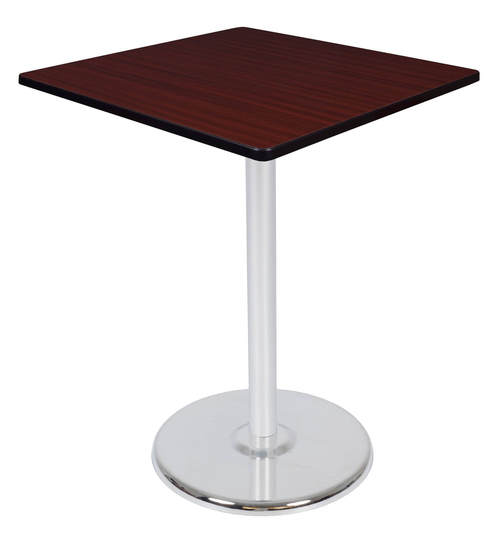 36x22 Square Platter Base Table Mahogany Chrome T991