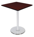 36x22 Square Platter Base Table Mahogany Chrome T991
