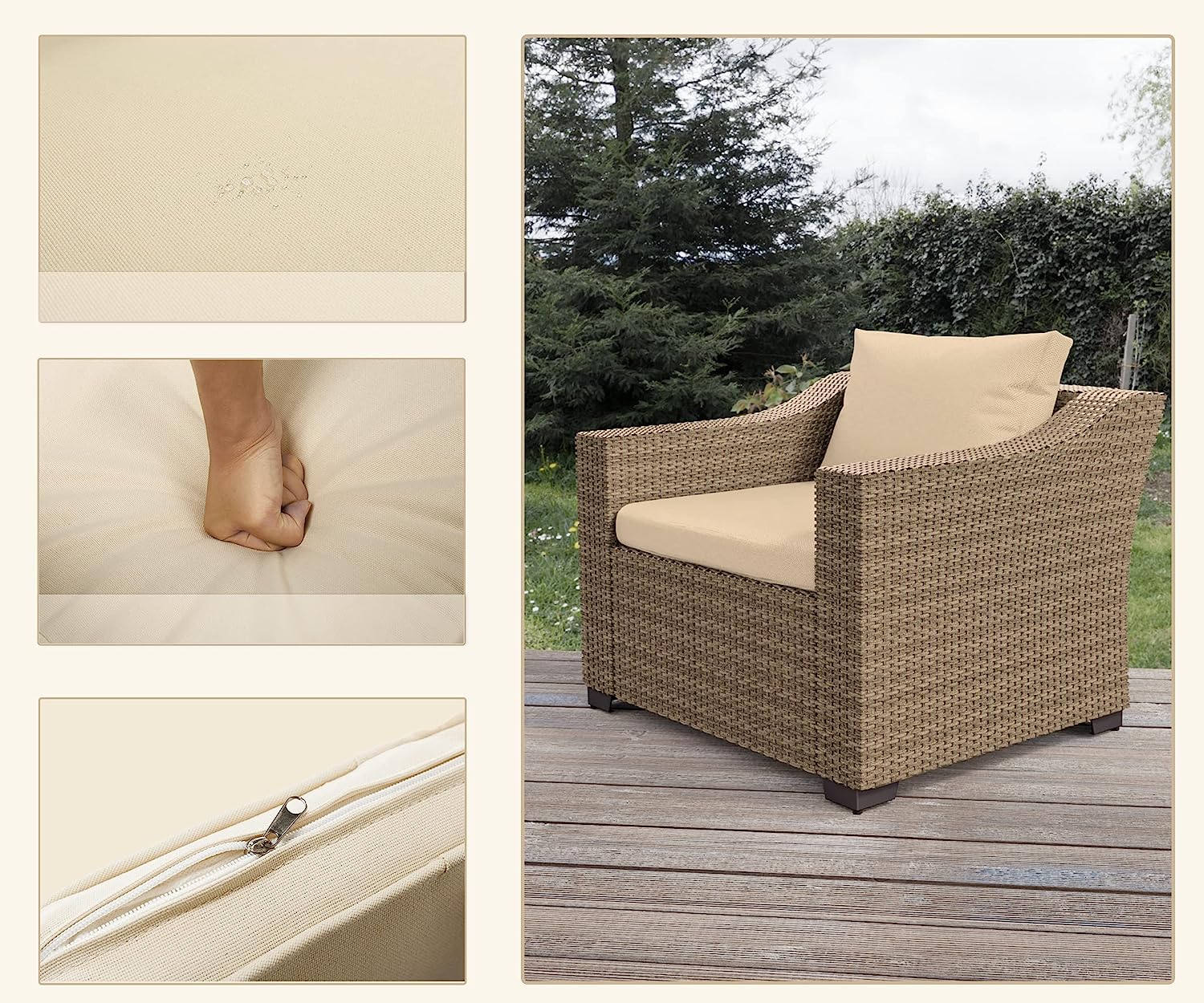 5-Piece Wicker Outdoor Sectional Sofa Set with Ottoman F360286