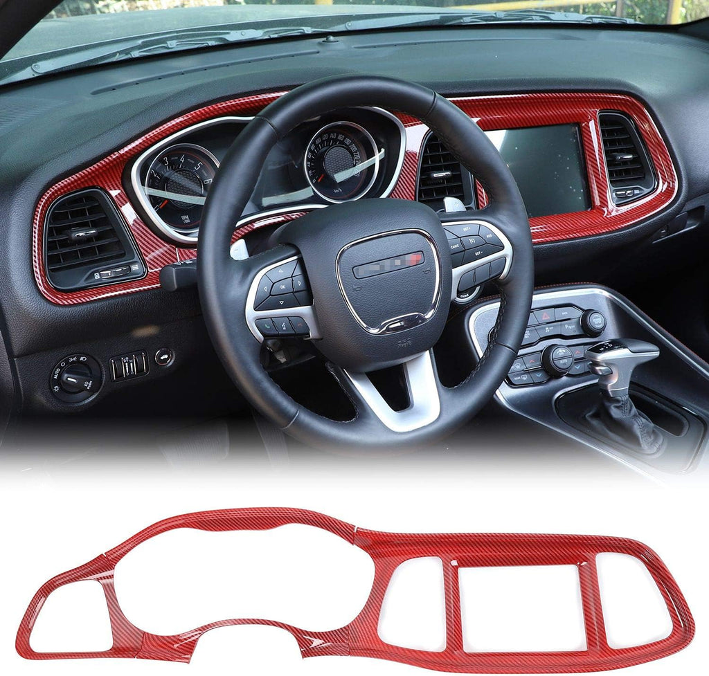 Red Carbon Fiber Center Console Dashboard Panel Trim X9530