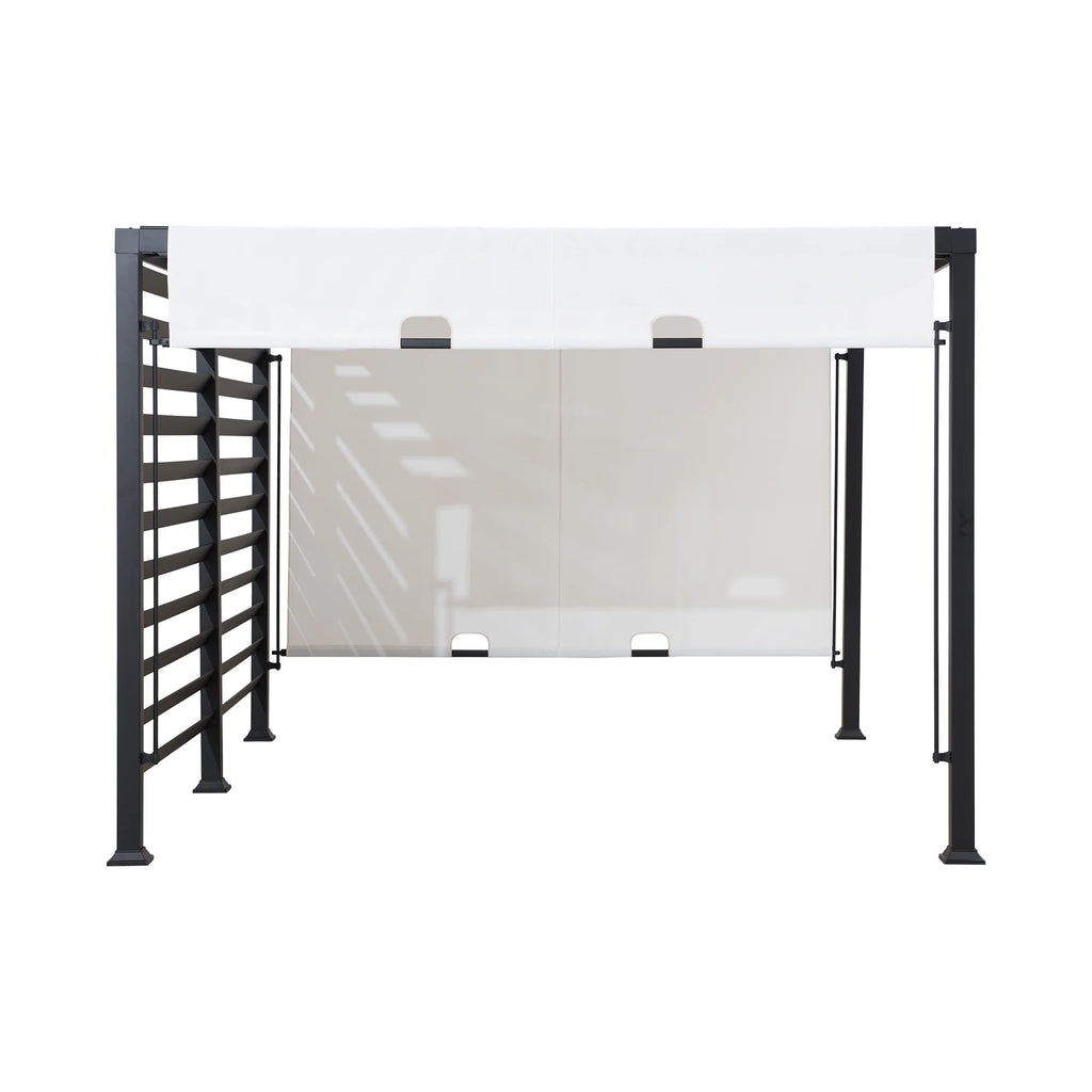 10 ft. x 12 ft. Modern Steel Pergola with White Adjustable Shade O31314