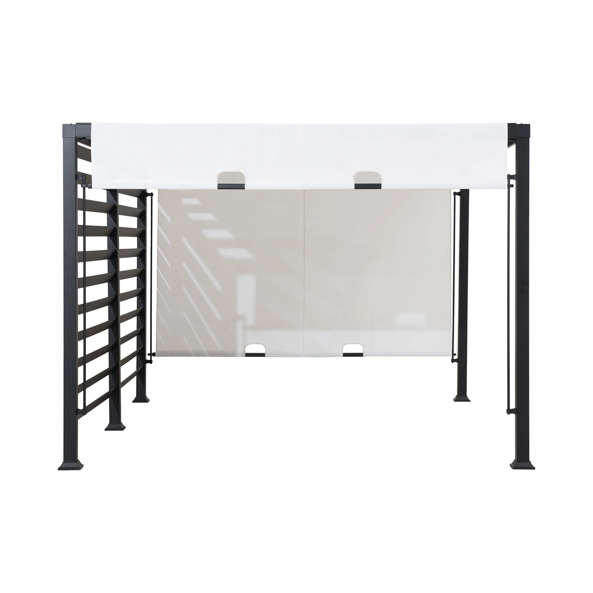 10 ft. x 12 ft. Modern Steel Pergola with White Adjustable Shade O31314