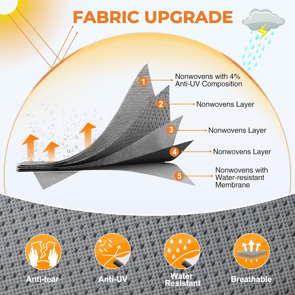 Heavy Duty 5 Layers Anti-UV Camper Cover with 4 Gutter Spout Covers Tongue Jack Cover 2 Windproof Straps P511083