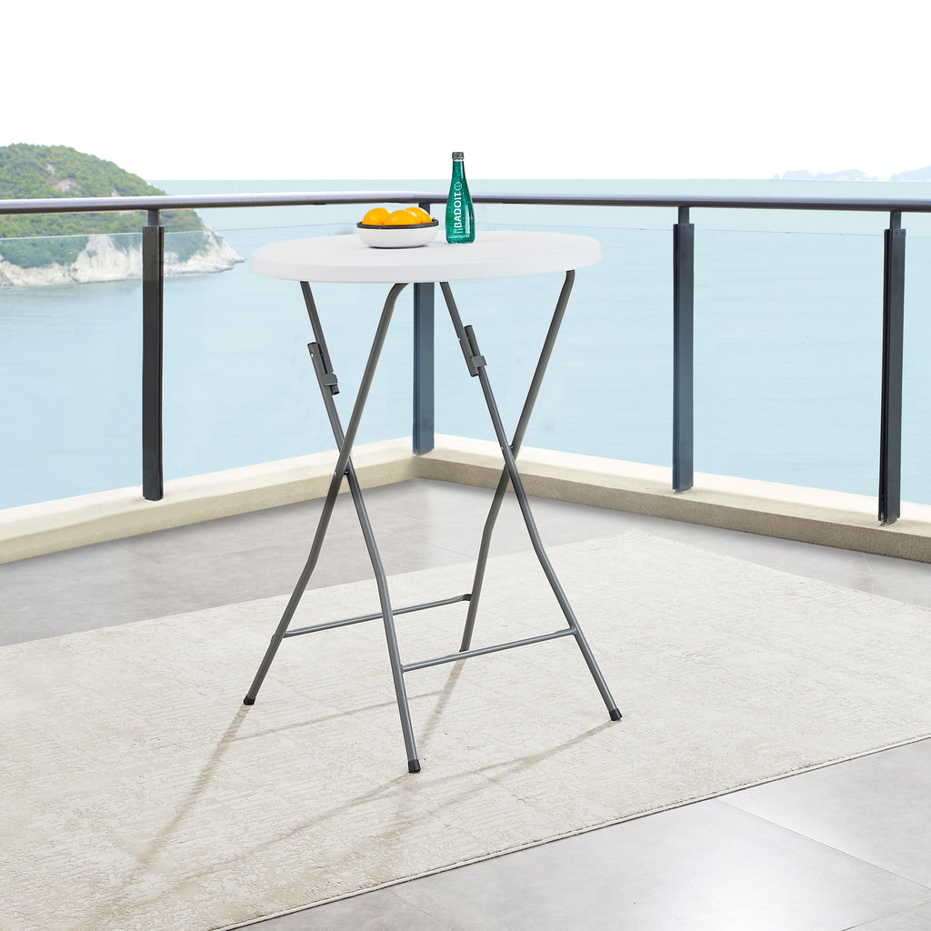 White Round Folding Resin Cocktail Table K7345
