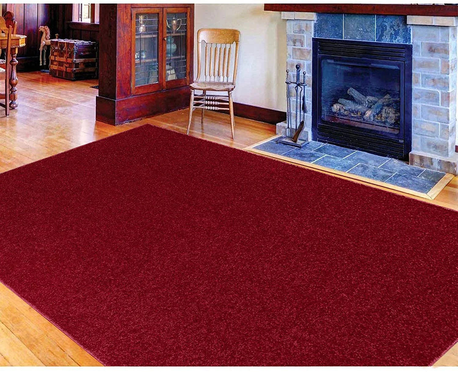 Burgundy Octagon Area Rug D900