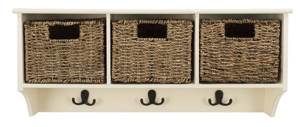 White Hanging 3 Basket Wall Rack E7056