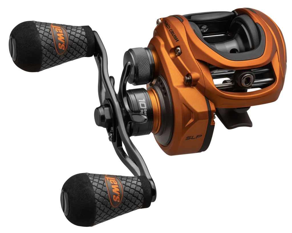 Orange Baitcast Fishing Reel, Right-Hand Retrieve, 7.5:1 Gear Ratio, 10 Bearing System L976301