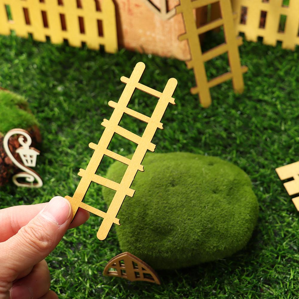 Wood Ornament Doll House Miniature Fairy Elf Door Dollhouse Garden Micro Landscape Wooden Craft G8114