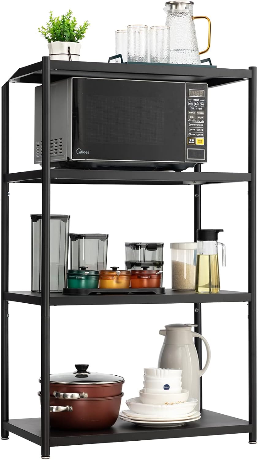27.5 Inch 4 Tire Metal Wire Storage Shelf Black Utility Rack, Pack of 2 C262016