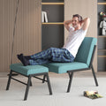 Blue Linen Upholstered Accent Chair with Ottoman H9274
