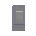 Gray Wall Cabinet with Frosted Glass Door and Two 5 in. Drawers L308