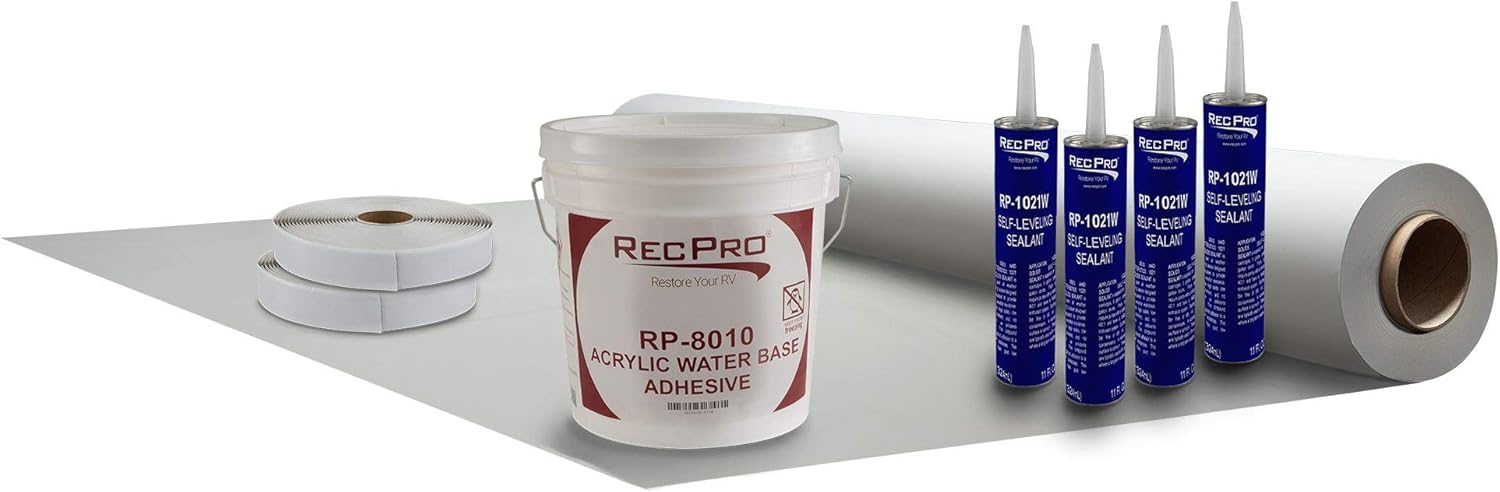RV Rubber Roof Kit 8.5' Wide 40ft PVC Rubber Roof Repair A6894